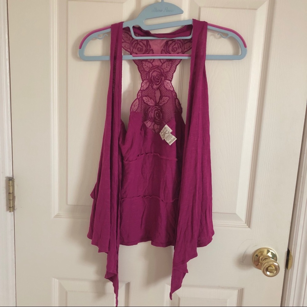 Eyelash Couture- Magenta/Pink Waterfall Vest Lace